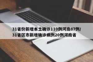 31省份新增本土确诊110例河南87例/31省区市新增确诊病例20例河南省